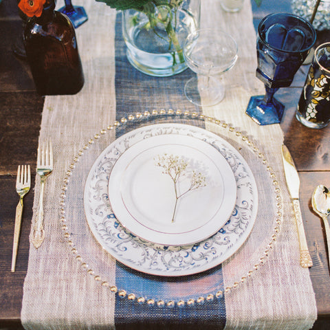 Lauress™ Round Beaded Glass Charger Plates