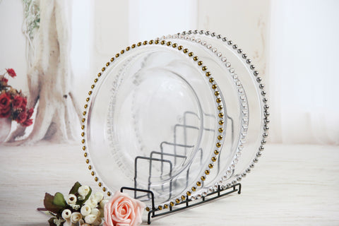 Lauress™ Round Beaded Glass Charger Plates